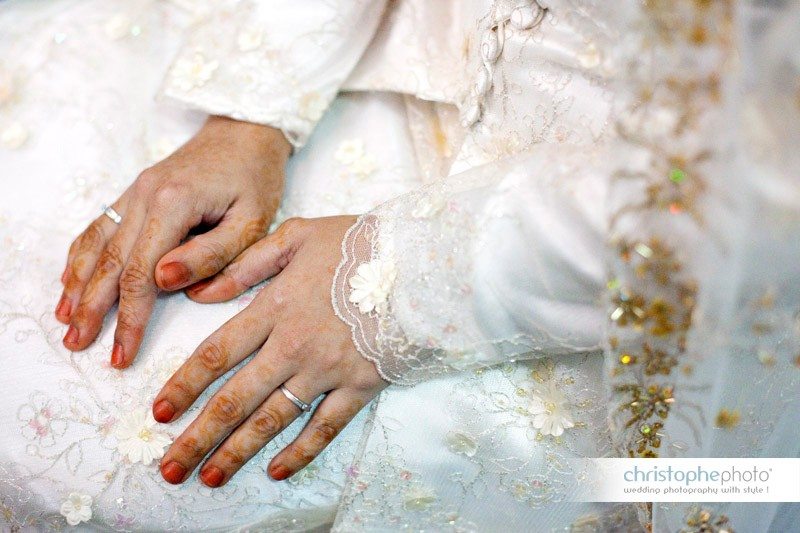 Muslim bride at the mosque for the wedding in Malaysia