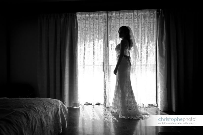 bride at wedding in french polynesia